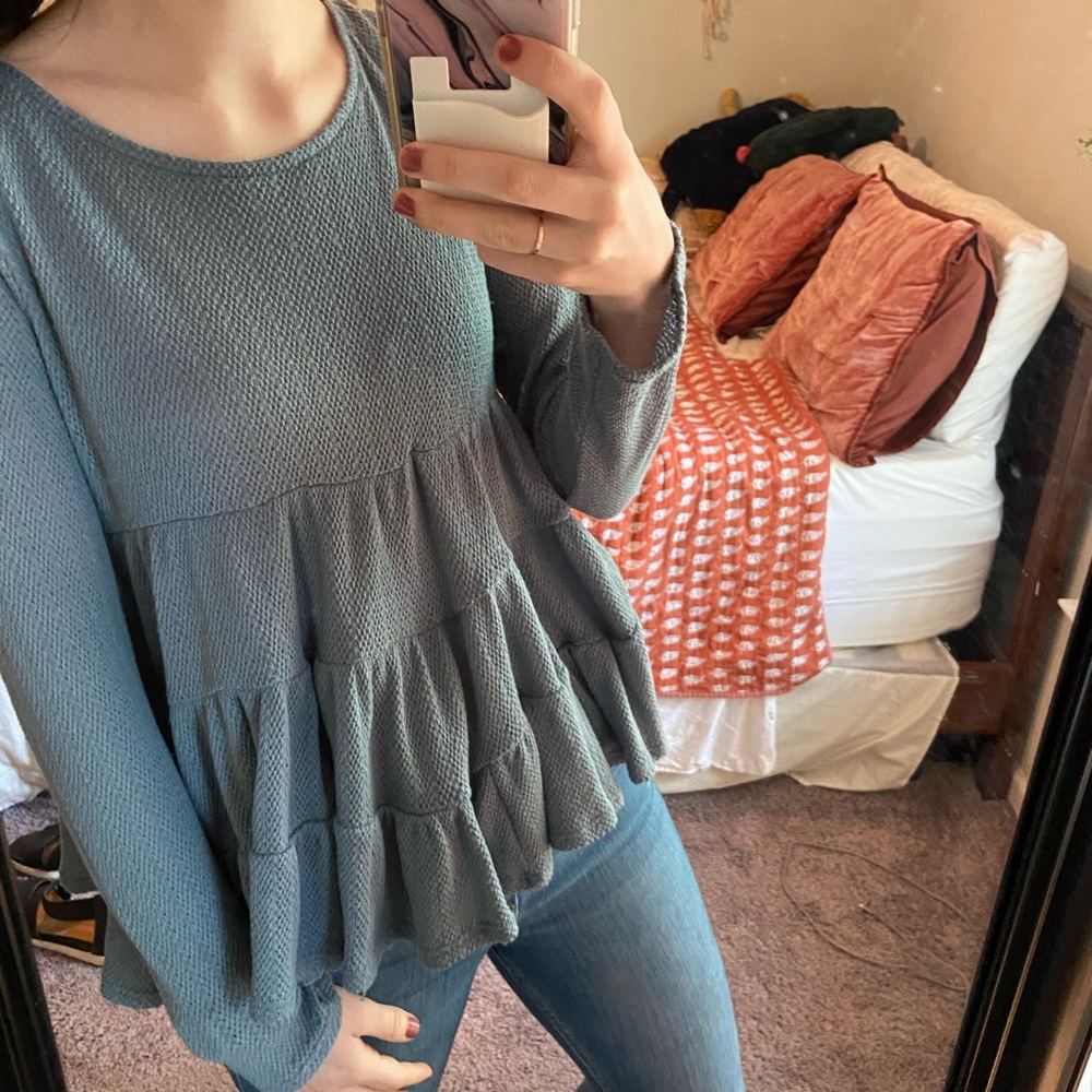 DressUp Blue Babydoll Knit Top 🤍🤍🤍